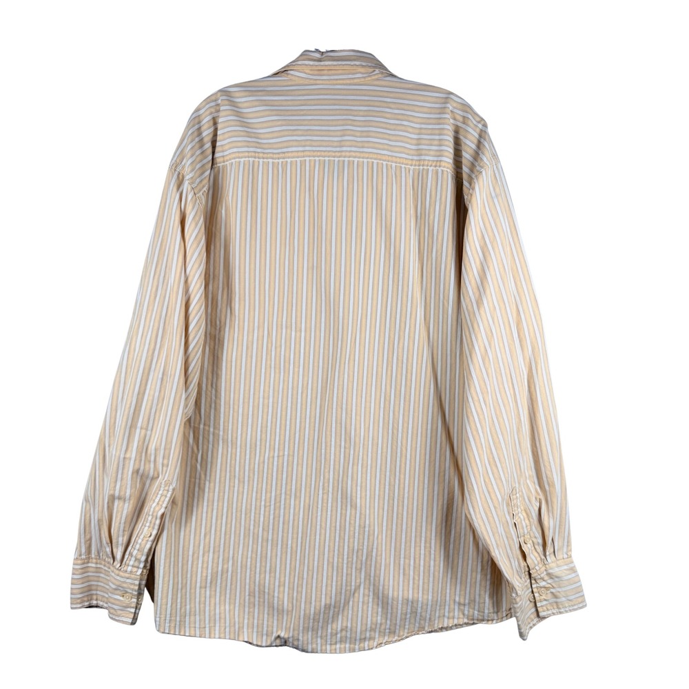 Timberland Mens XXL Striped Long Sleeve Button Down Shirt Yellow White  Brown - Picture 2 of 3